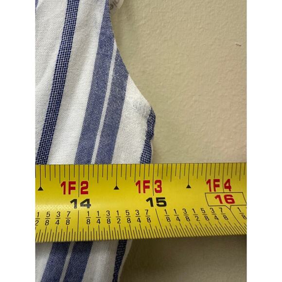 Calvin Klein Size 0 Blue White Striped Fit Flare Knee Dress Picnic Cottagecore - Picture 10 of 14